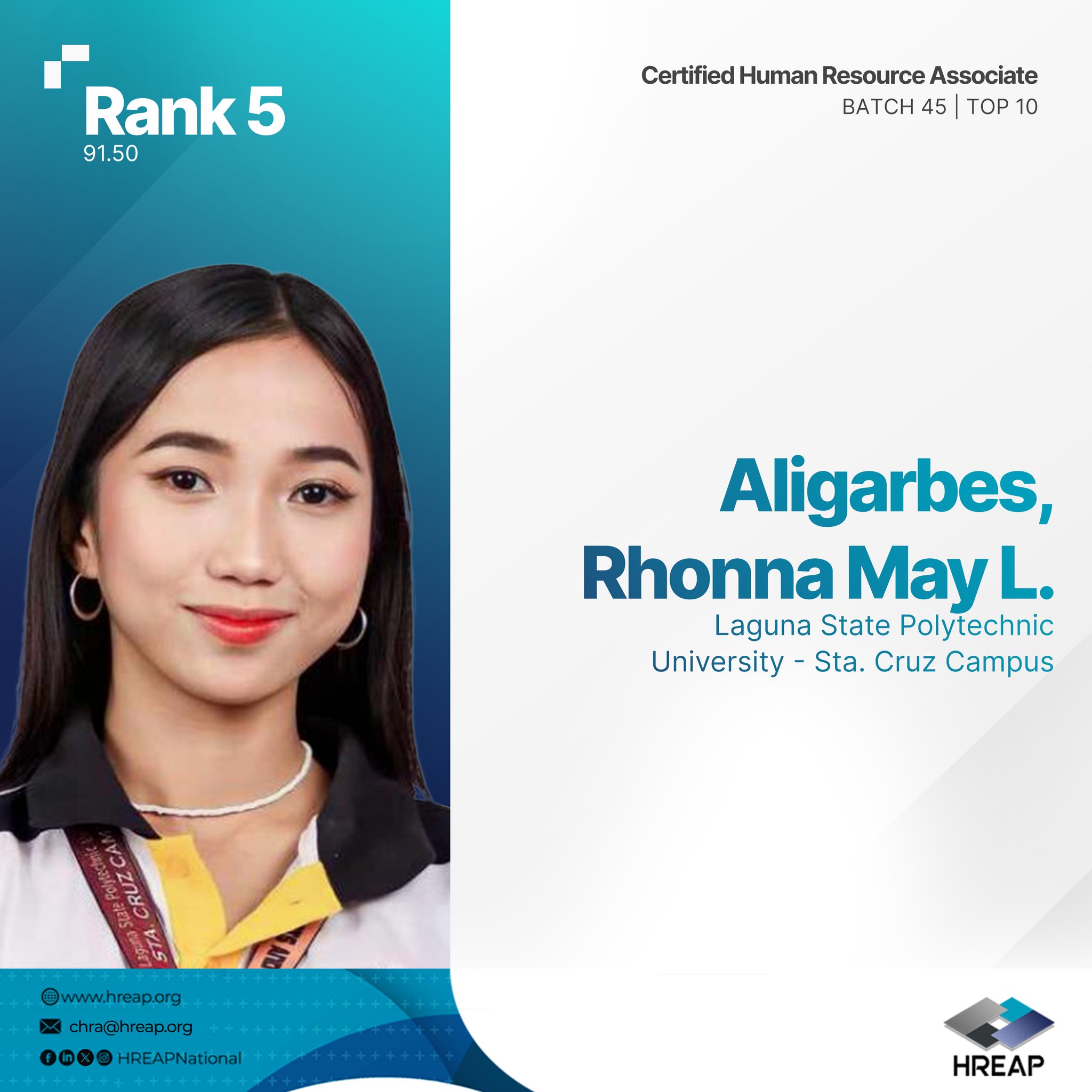Congratulations Rhonna May L. Aligarbes !